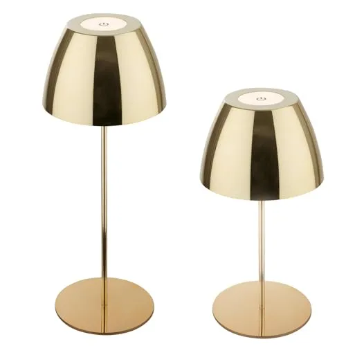 BRILONER LED Tischlampe kabellos IP44 - Touchdimmer & austauschbarer Akku - Tischlampen für Innen und Außen – Diese stilvolle, dimmbare Tischlampe in Gold bringt warmes Licht und ist spritzwassergeschützt (IP44), ideal für jede Stimmung und Umgebung.