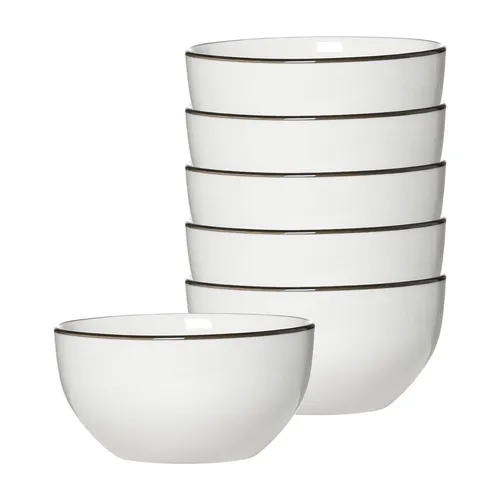 Ritzenhoff & Breker Müslischalen Adela 6er Set - Schalen & Schüsseln – 6 Müslischalen ø 14 cm mit dezentem Farbband für einen stilvollen Frühstückstisch.