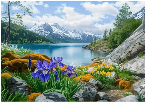 WallArena Vlies Fototapete Gebirge Berge 250x175 cm in grün von Wallarena