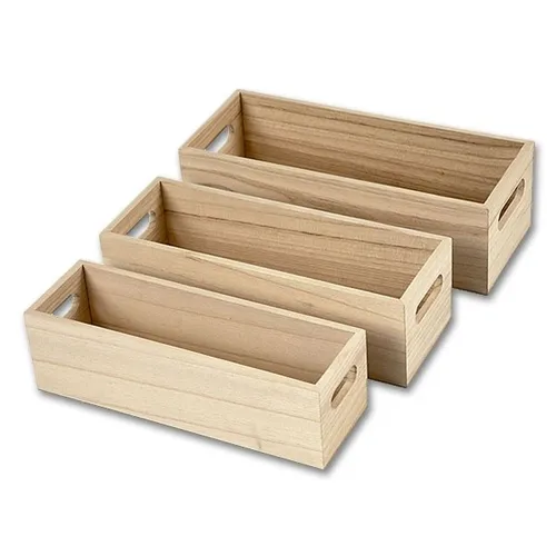 Produktbild 3 Holzkästen mit ausgebohrten Griffen, kleine Kiste aus Holz 3,32€/Stück