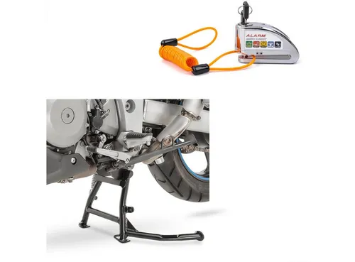 ConStands Motorrad-Hauptständer Set für Suzuki V-Strom 1000 mit Bremsscheibenschloss - Motorradständer Set für sicheres Aufbocken und Wartungsarbeiten. Inkl. Bremsscheibenschloss mit 110dB Alarm für optimalen Diebstahlschutz. Ideal für längere Standzeiten und Überwinterung.