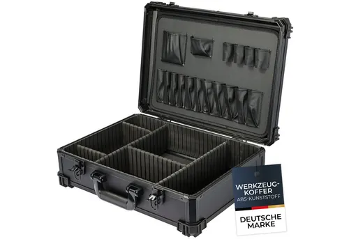 HMF Werkzeugkoffer Werkzeugkoffer leer, Werkzeugkasten groß mit, 17 Einsteckfächer und 5 Trennwände 46 x 33 x 15 cm