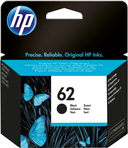 HP 62 Schwarz Original Druckerpatrone C2P04AE - Druckerpatrone für Envy und OfficeJet Modelle, bietet eine hohe Seitenkapazität von 200 Seiten und unterstützt Instant Ink für kosteneffizientes Drucken.