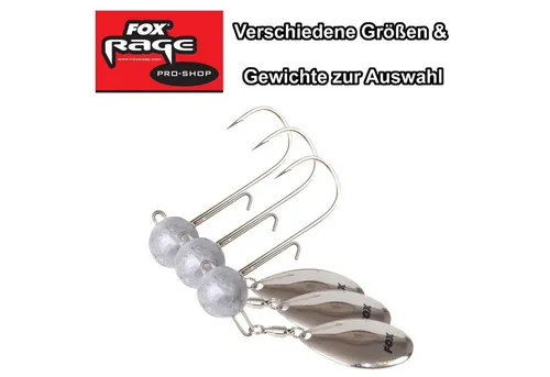 Fox Rage Jighaken 3 Fox Rage Jighaken Spin Jigs Jigköpfe Gummifische