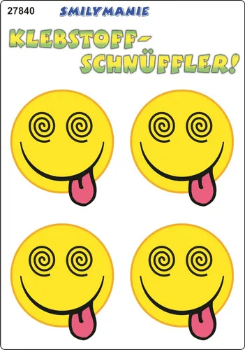 Aufkleber Smily Klebstoff-Schnüffler! 4er-Set 150 x 105 mm  Sticker Autocollant