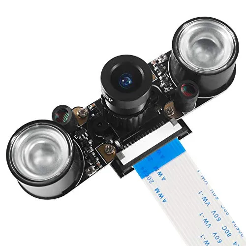 Dealikee kompatibel mit Raspberry Pi Kamera Nachtsicht Infrarot Kameramodul 5MP OV5647 Webcam Einstellbare Kamera Video 1080p mit 2 Infrarot-IR-LED-Licht-HD-Webcam für Raspberry pi 3 B+/3B/2B/4B.