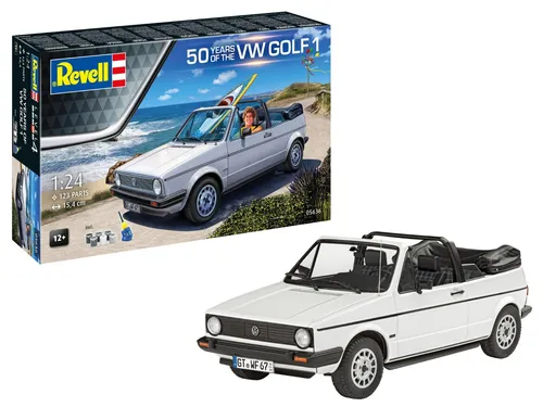 Revell 05636 50 Years of VW Golf 1 - 1:24 Automodell Bausatz, bewegliche Motorhaube und wahlweise geschlossenes oder geöffnetes Dach