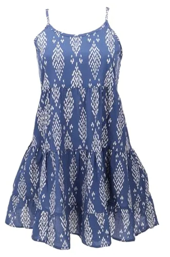 Guru-Shop Midikleid Boho Minikleid - Blau, Größe M - Stylisches Boho-Minikleid in Blau, gefertigt aus 100% Baumwolle. Perfekt für warme Tage und vielseitig kombinierbar. Ideal für einen lässigen Look!