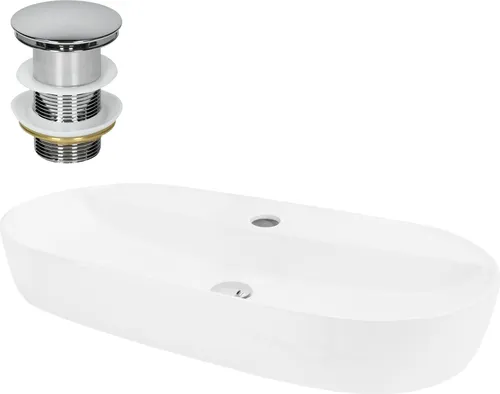 ML-Design Ovales Keramik Waschbecken 80x40 cm - Badezimmer Tischwaschbecken, modernes ovales Design mit hochwertiger, kratzfester Keramik für eine lange Lebensdauer und einfache Reinigung. Ein echter Eyecatcher für Ihr Badezimmer!