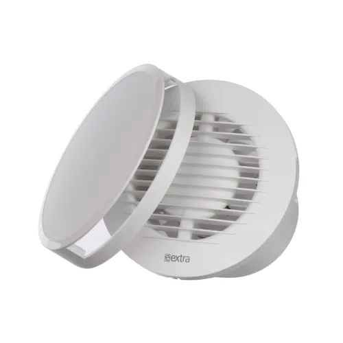 EUROPLAST Ø 100mm Bad-Lüfter mit Feuchtesensor und Timer mit Rund Front, Leise Ventilator - Kunststoff - Weiß