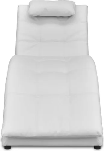 vidaXL Chaiselongue mit Kissen Weiß Kunstleder - Gartenmöbel mit elegantem, ergonomischem Design für hohen Liegekomfort. Ideal für stilvolle Entspannung im Freien, leicht zu reinigen und robust.