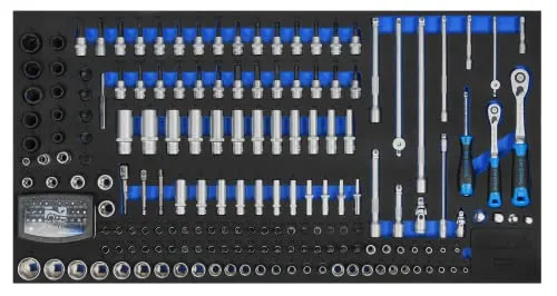 SW-Stahl Z3011-13 Werkstattwagensortiment, Steckschlüssel 1/2“, mit Ratsche, 95 tlg I Werkzeugwagen Einlagen I Profi Werkstatteinrichtung I Werkzeugeinlage bestückt Kfz I Einsätze Werkstattwagen