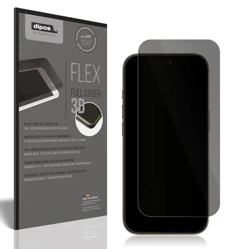 dipos Flex Privacy Blickschutz-Folie matt passend für Apple iPhone 16 Pro Schutzfolie mit 100% Displayabdeckung, Fingerprint-Kompatibel, Case-Friendly, Full Cover, Sichtschutz Filter 2way