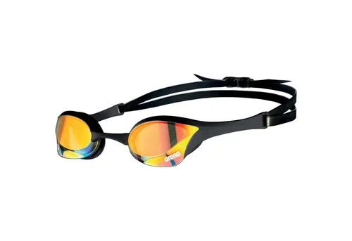 Arena Cobra Swipe Gold Schwimmbrille - Spezielle Schwimmbrille mit innovativer Swipe-Technologie für Anti-Beschlag-Schutz, hervorragender Halt durch Profilform und individuelle Anpassung dank 5 Nasenstege und doppeltem Kopfband.