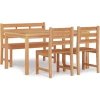 vidaXL 4-tlg. Garten-Essgruppe Massivholz Teak - Gartenmöbel-Set aus massivem Teakholz, witterungsbeständig und elegant, ideal zum Speisen und Entspannen im Freien.