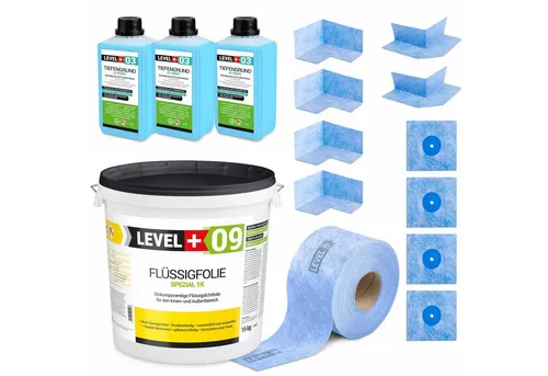 DichtSet Spezial LEVEL+ Flüssigfolie 16kg - Dichtmaterialien für Badezimmer, Balkon und Dusche – schimmelresistent und wasserdicht, ideal für dauerhafte Abdichtungen.