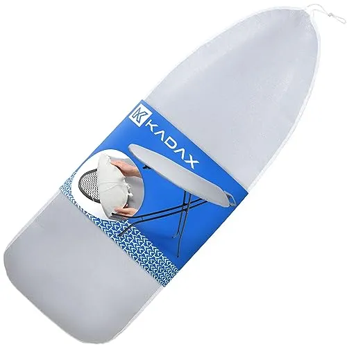 KADAX Bügelbrettbezug, Metallisierter Bügeltischbezug aus Baumwolle für Dampfbügelstation, Bügeltischbezug mit Kordelzug und Stopper, Bezug für Bügelbretter (Grau 126x45cm)