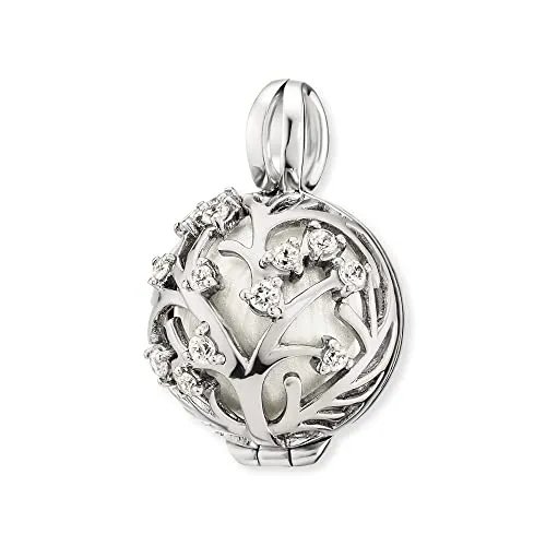 Engelsrufer Damen Anhänger Lebensbaum aus Sterling Silber - Eleganter Anhänger mit austauschbarer Klangkugel, besetzt mit 13 Zirkonia Steinen. Ideal für jeden Anlass und Allergiker geeignet.