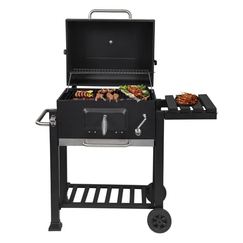 WOLTU Grillwagen BBQ Holzkohlegrill mit Deckel höhenverstellbar 113x45.5x100cm