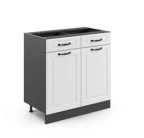 Vicco Unterschrank R-Line, Weiß Landhaus/Anthrazit, 80 cm ohne Arbeitsplatte