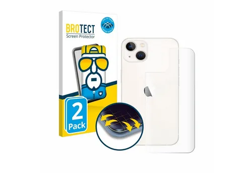 BROTECT Displayschutzfolie Fullscreen Schutzfolie für Apple iPhone 13 (Rückseite), 2 Stück, 2 Stück, Displayschutz Folie Fullcover Klar Transparent