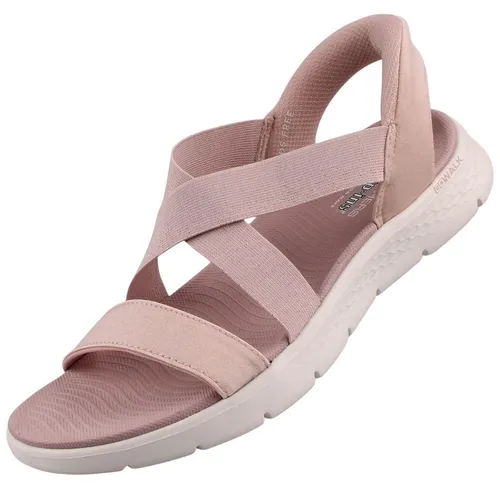 Skechers Slip-Ins Go Walk Flex Sandal - Glimmer Up Damen Sandale Rosa - Entspanne mit den Slip-Ins Go Walk Flex Sandalen in Rosa. Das formstabile Fersenkissen und die flexiblen Gummizugriemen sorgen für einen bequemen Sitz. Maschinenwaschbar und ideal für den täglichen Gebrauch.