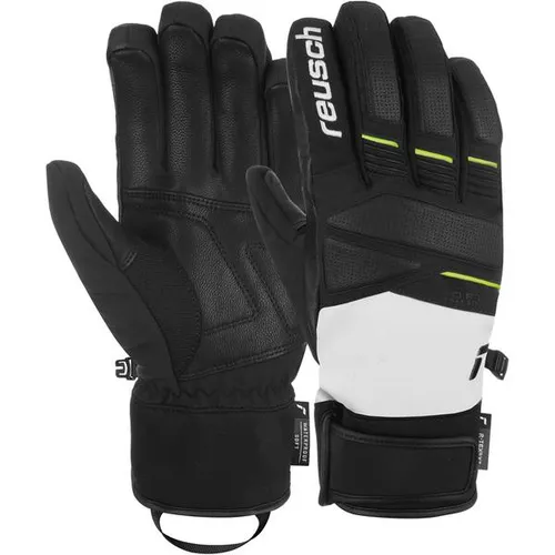 Reusch Thunder R-tex XT Skihandschuhe in glacier grey/black/safety yellow - Warme Skihandschuhe für Männer mit wasserdichter Membran und extra warmem Wärmelevel, ideal für Skifahrer, die Komfort und Schutz bei kaltem Wetter suchen.