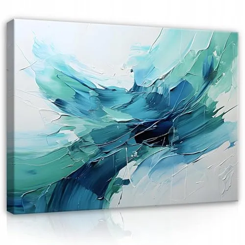 WallArena - Leinwand Bilder Abstrakt - 40x30 cm Leinwandbilder - Bild auf leinwand - Wandbild XXL groß Wandbilder für Wohnzimmer Schlafzimmer Wohnzimmerbilder Modern kunstdruck - Blau Aquarell
