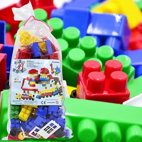 BOBO Kunststoffbausteine 100 Teile Baustein Set fuer Kinder