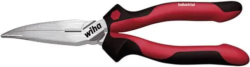 Wiha 32324 Flachrundzange 40° gebogen - Flachzangen und Rundzangen, ideal zum Greifen, Halten und Schneiden von Drähten; extra lange Schneide für präzise Anwendungen im mechanischen Bereich.