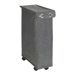 Wenko Wäschekorb Corno Prime Grau - Faltbar mit Rollen - Wäscheboxen, platzsparender Wäschesammler mit 43 Liter Fassungsvermögen und abwaschbarem Polyester, ideal für kleine Räume.