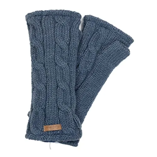 McRon Damen Gestrickte Pulswärmer Emily Stahlblau 270