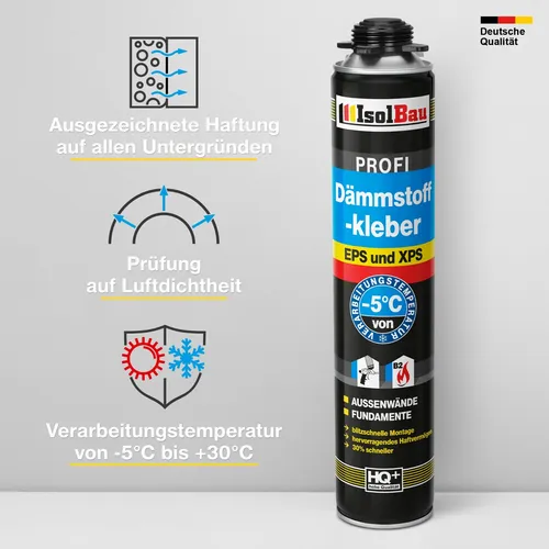 Dämmstoffkleber 1 x 750ml PU-Klebeschaum B2 Dämmplatten Perimeterkleber EPS XPS