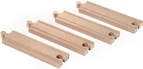 Woodyland Eisenbahn Gerade Verlängerungs-Set (Medium, 4-teilig, Mehrfarbig)