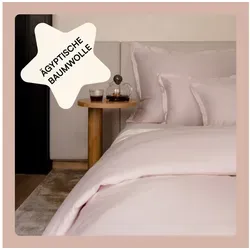 Amqua Bettwäsche Luxus Mako Satin, 100% ägyptische Baumwolle Premium Bettwäsche-Set, Oeko-Tex zertifiziert, weich & atmungsaktiv, mit Reißverschluss rosa