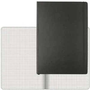 Idena Notizbuch 209280, schwarz, A4, Hardcover, mit Kunstledereinband, 96 Blatt, kariert