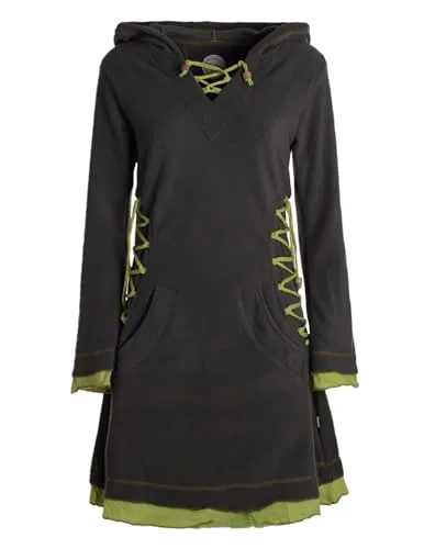 Vishes - Alternative Bekleidung - Extra warmes Damen Elfenkleid Winterkleid Sweatkleid Eco-Fleece Olive 36