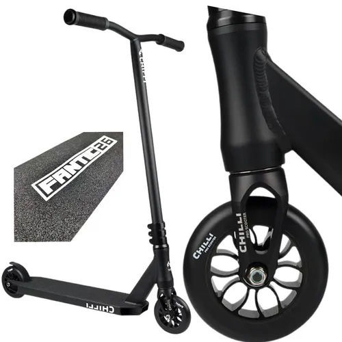 Chilli Pro Reaper Stunt-Scooter Grim Schwarz, 84cm - Hochwertiger Stunt-Scooter mit stabiler Konstruktion für Tricks und Fahrspaß. Ideal für junge Sportler ab 8 Jahren. Maximales Benutzergewicht: 100kg.