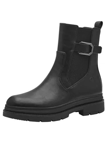 Tamaris Chelsea Boot 1-25828-43 001 - Wanderschuhe mit 4.5 cm Absatzhöhe, ideal für stilvolle Outdoor-Aktivitäten und den Alltag, gefertigt aus hochwertigem Textil/Synthetik-Materialmix.