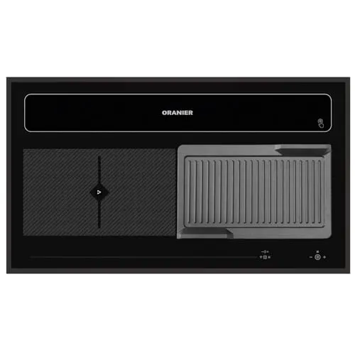 Oranier Kochfeld 90 cm Induktion KFL 2094 Kochfeldabzug - Flächen-Induktionskochfeld Abluft-Umluft & Grillplatte gerillt & schwarzem Kochfeldrahmen
