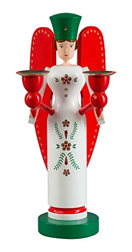 Richard Glässer Engel 26 cm - Erzgebirgische Handarbeit - Nussknacker - Handgefertigte Weihnachtsfigur aus dem Erzgebirge, sorgt für festliche Stimmung und ist ein echtes Sammlerstück.