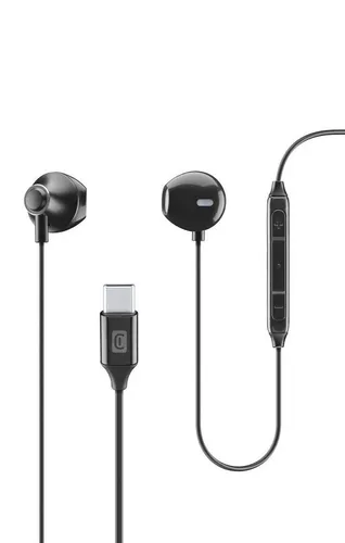 Cellularline USB-C In-Ear-Kopfhörer mit Mikrofon Schwarz Headphones BRANDNEU