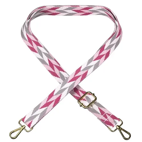 EAZY CASE - Verstellbarer Taschengurt, Ersatz Gurt für Handtaschen, Schulterriemen für Umhängetaschen, dünner Riemen für Taschen und Tragetaschen, DIY Taschenband, Mix - Pink Metall Gold