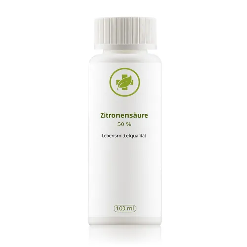 Zitronensäure 50 % 100 ml Lebensmittelqualität in HDPE-Flasche