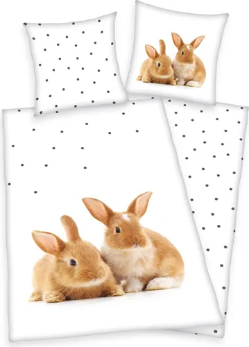 Herding Bettwäsche mit Kaninchen 135 x 200 cm in weiß von Herding