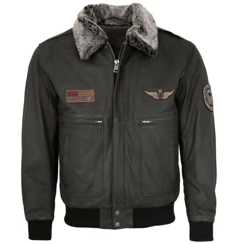 Maddox - Herren Echtleder Lederjacke Fliegerjacke Lammnubuk schwarz