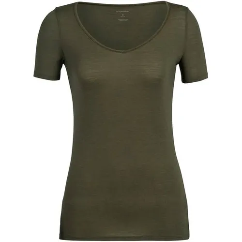 Icebreaker Funktionsshirt Siren Short Sleeve Sweetheart - Loden S - Funktionsunterwäsche aus robustem Corespun-Merinojersey, ideal für Wandern und Reisen, bietet ganzjährigen Tragekomfort und reguliert die Körpertemperatur.