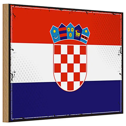 Holzschild Flagge Kroatien 30x20cm Retro Flag of Croatia