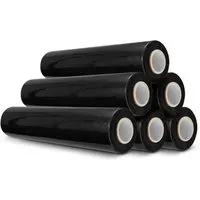 DeTec. 6 Rollen a 300 M Stretchfolie Versandfolie Verpackungsfolie Schwarz Wickelfolie