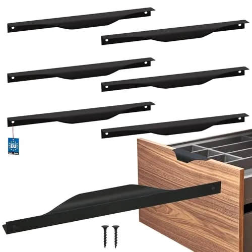 KOTARBAU® 6er Set Möbelgriff Möbelgriffe Schrankgriffe 256/276 mm ZnAl Küchengriffe Schwarz Griffe Möbel Türgriff Profilgriff Türgriffe Küche Schubladengriffe Griffe für Küchenschränke Modern